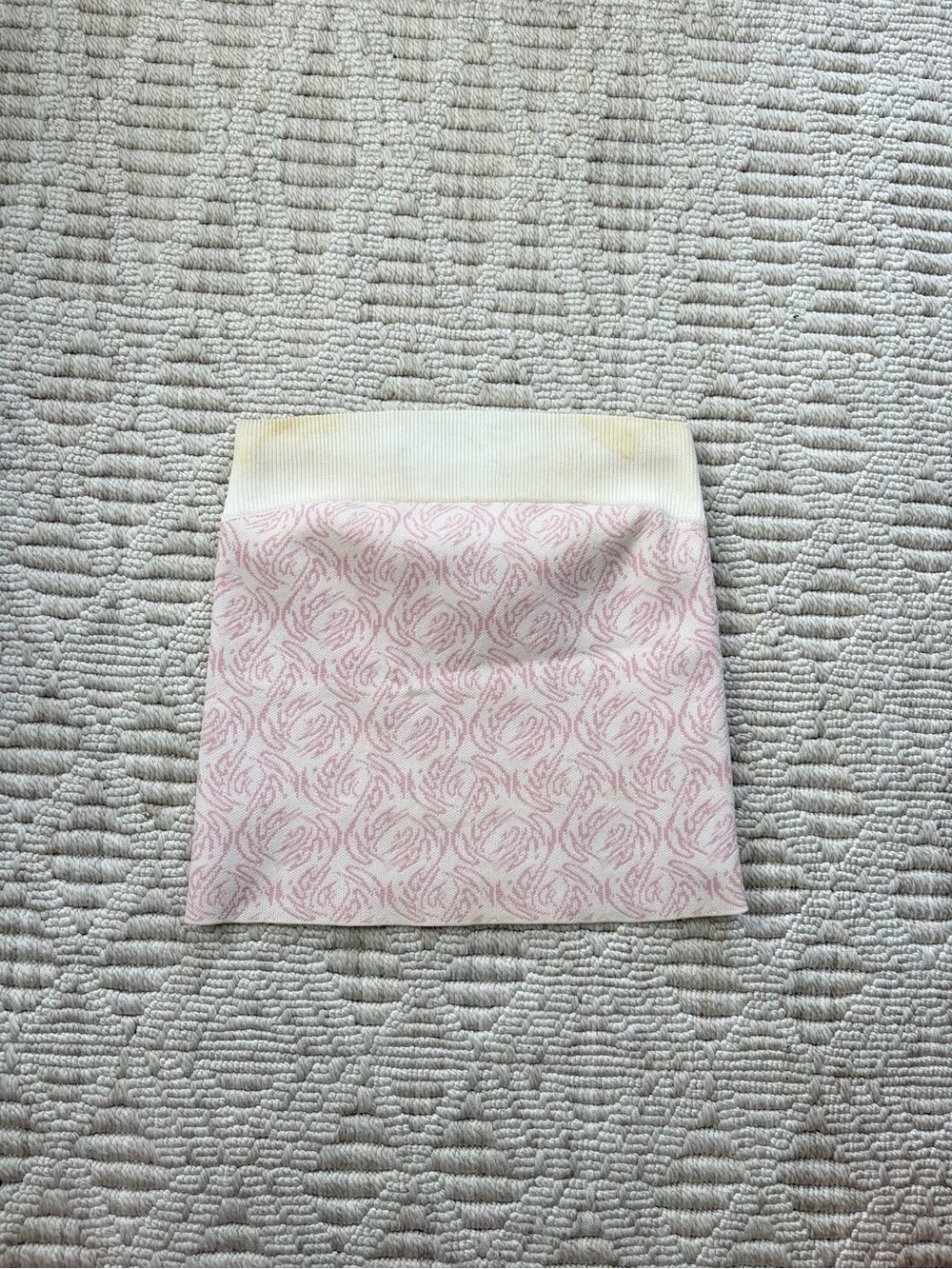 Pink Patterned Mini tube top with Cream Waistband